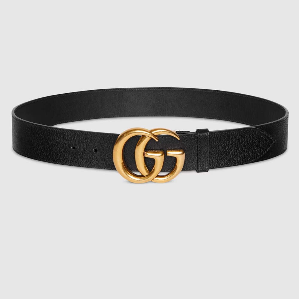 Gucci Black Belt with Gold GG Buckle